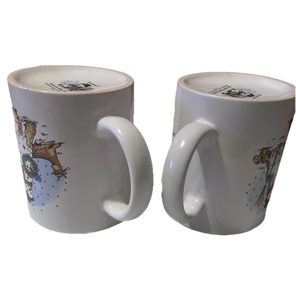 Set of  Two Vintage  Snowman by Salem China Christmas Holiday Red trim Mugs - Picture 15 of 15